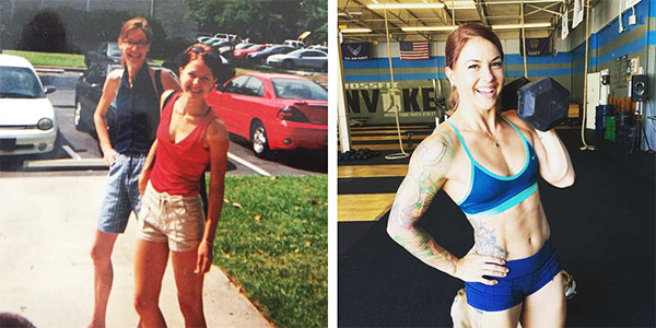 Amazing picture of Christmas Abbott showing her transformation before and after crossfit