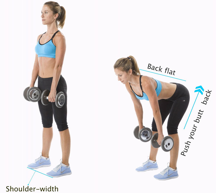 woman doing dumbbell deadlift