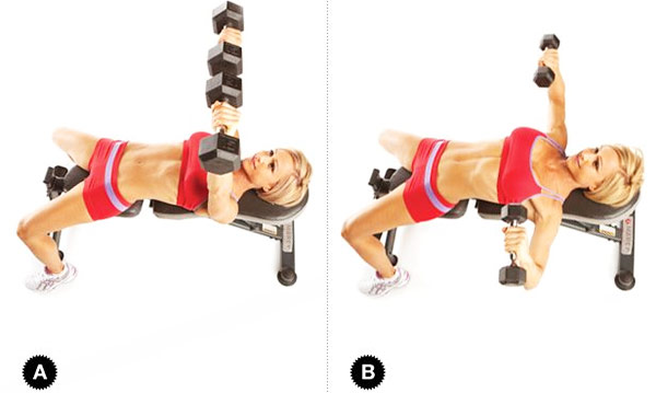 a female performing dumbbell chest press to lift her boobs naturally with exercise