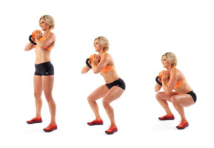 Goblet squat technique with kettlebell