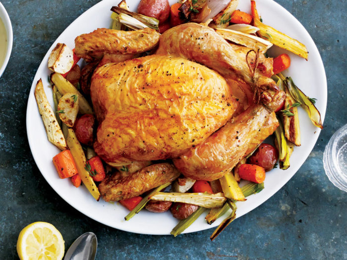 High protein chicken on a bed of vegetables