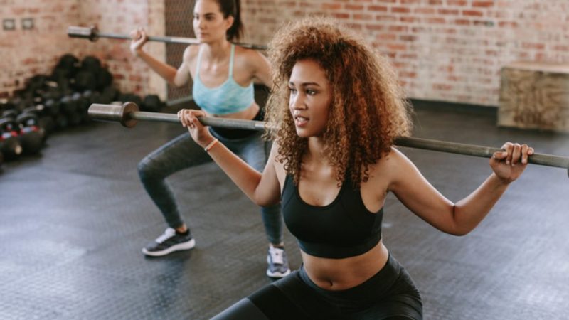 Women working out together in the gym