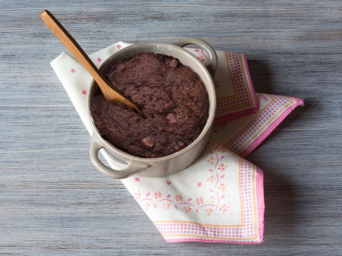 high protein snack recipe: a chocolate protein mug muffin