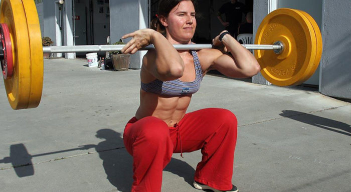 Woman performing a front squat