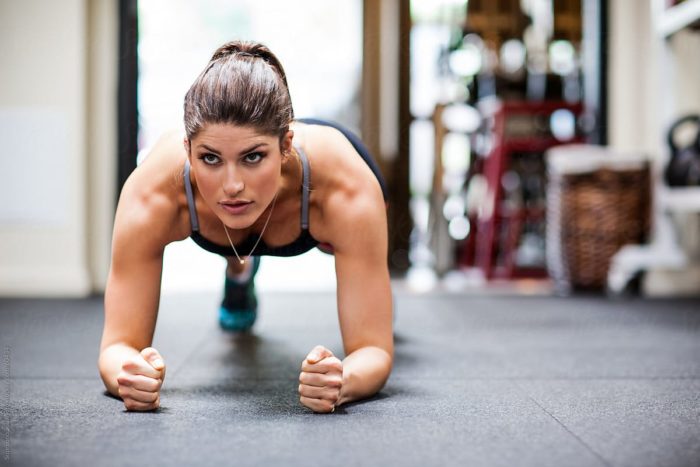 woman in a plank with the best sports bra