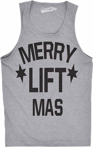 A workout tank top saying Merry Liftmas