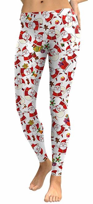 Fitness leggings covered with santas face