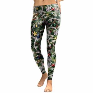 christmas tree themed exercise leggings