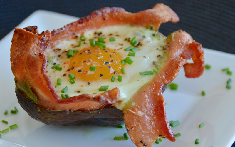 Avocado bacon egg basket