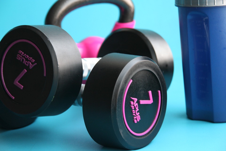 Pair of black dumbbells 